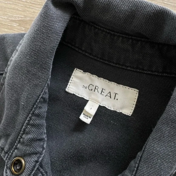 THE GREAT Women’s Shirt Jacket in Washed Black Sz 1 EUC - Picture 5 of 13